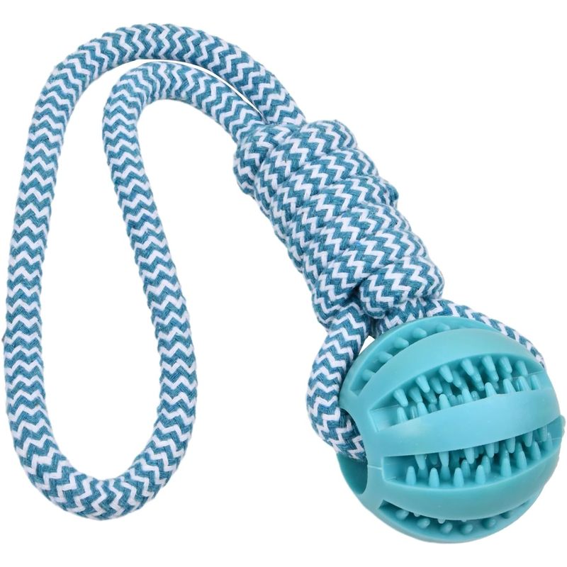 Indestructible Dog Chew Toy - Bola Volumoon dengan Tali - Mainan
